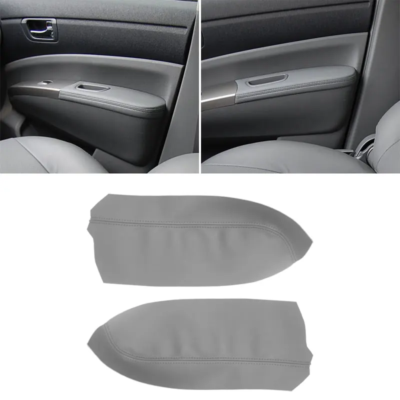 2pcs Gray For Toyota Prius 2004 2005 2006 2007 2008 2009 Car Microfiber Leather Front Door Armrest Panel Cover Protective Trim
