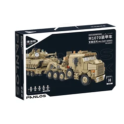 PANLOS 628015 Military M1070 Armored Vehicle Bricks MOC Tank Transporter Car Building Blocks Model Toys for Boys Christmas Gift