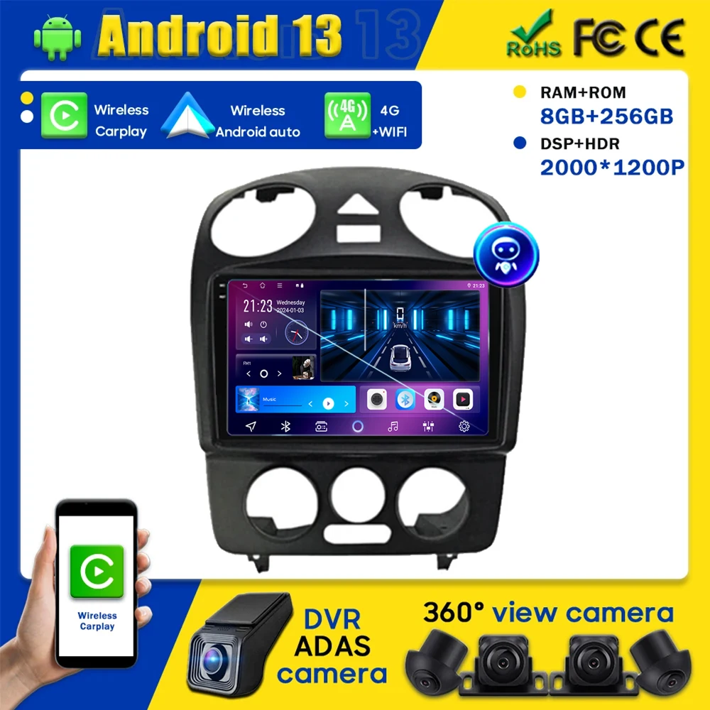 

Android 13 Carplay For VW Volkswagen Beetle 2000 -2012 Multimedia Car GPS Player Navigation Touch Screen Monitor Lettore Video