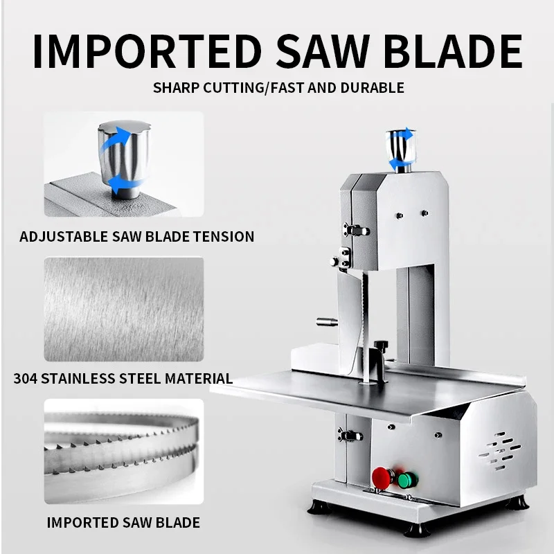 RC-210 뼈 톱질 기계 뼈 전기 커터 상업용 데스크탑 톱질 고기 절단 생선 트로터 스테이크 뼈 냉동 고기