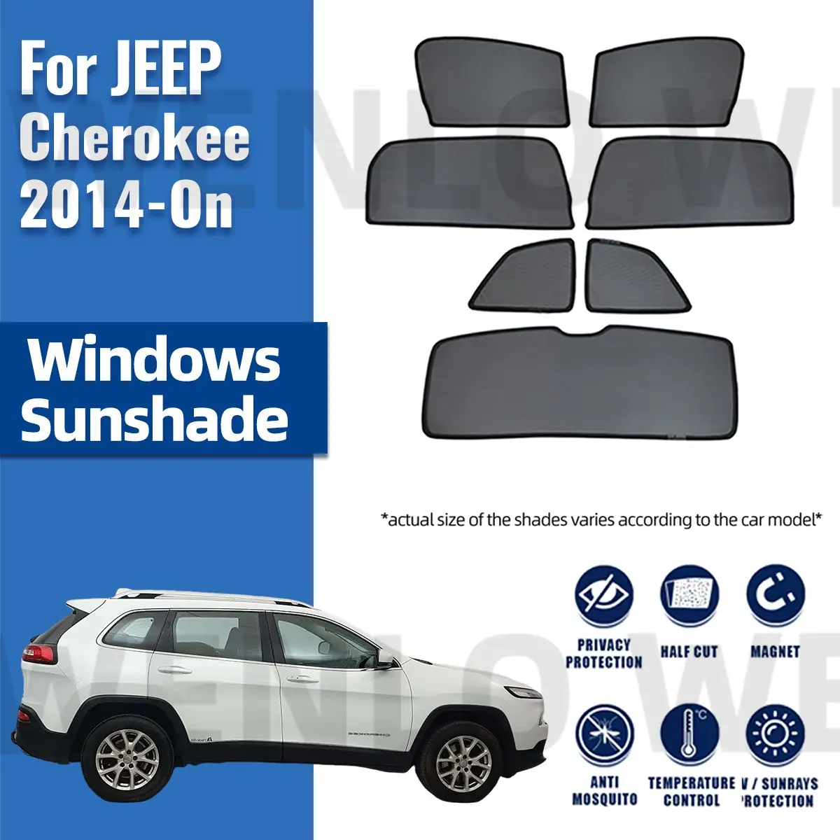 

For JEEP Cherokee KL 2014-2023 Car Curtain Window Sunshade Covers Magnetic Sun Shade Visor Solar Protection Auto Accessories