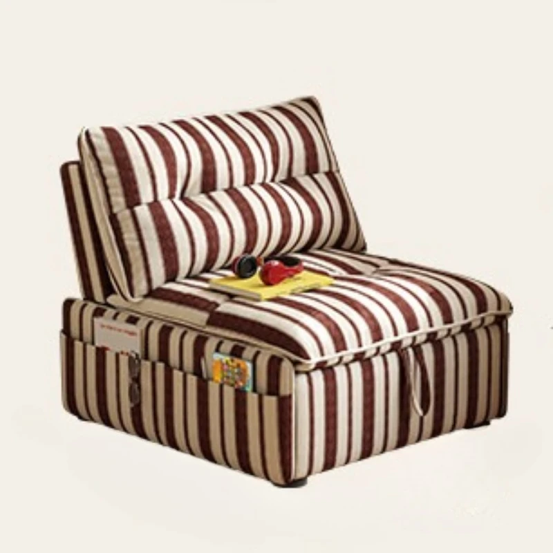 Medieval single sofa bed small apartment living room, integrated dual-use, retro stripes