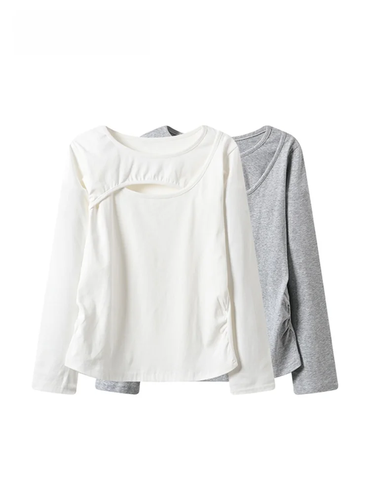 

Женская футболка больших размеров с длинным рукавом, повседневная, базовый слой, скрывающая недостатки фигуры, утягивающая, весенняя новинка, из полиэфирного волокна