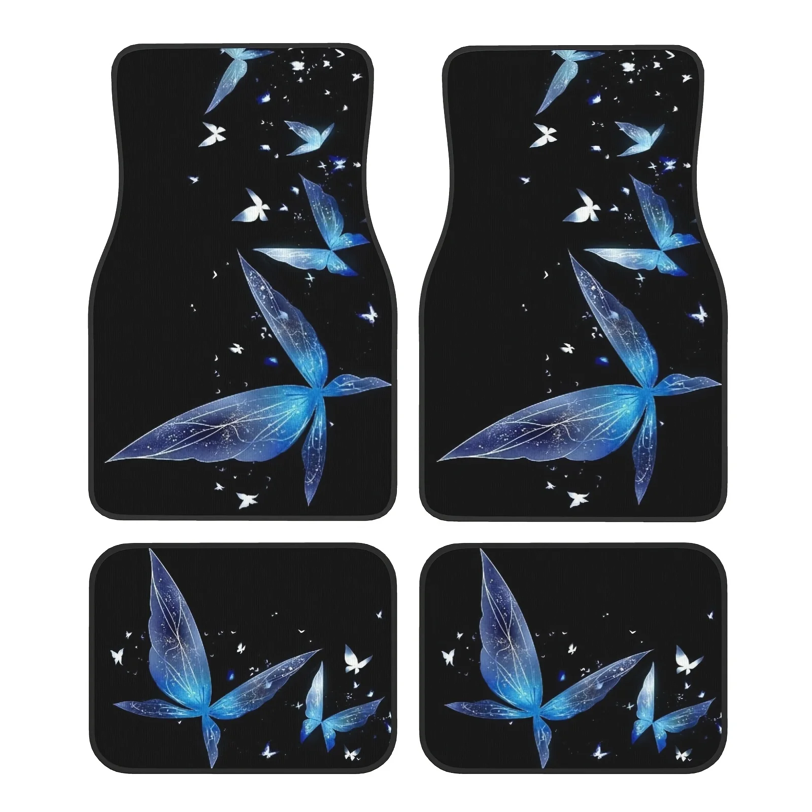 

Set Of 4 Fantasy Wing Star Butterfly Design Car Floor Mats - Cozy Crystal Velvet Vehicle Mats, Complete Front & Rear Coverage Fo