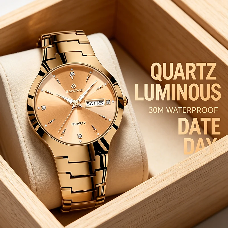 BANGWEI 2026 Fashion Ladies Quartz Watches Simple Elegant Week Date Waterproof Watch For Women's Sports Luminous reloj de mujer