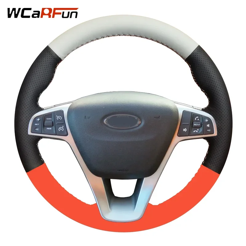 WCaRFun Leather Car steering wheel Cover for Lada Vesta 2015 2016 2017 2018 2019 Xray 2015-2019/Steering-Wheel Handlebar Braid