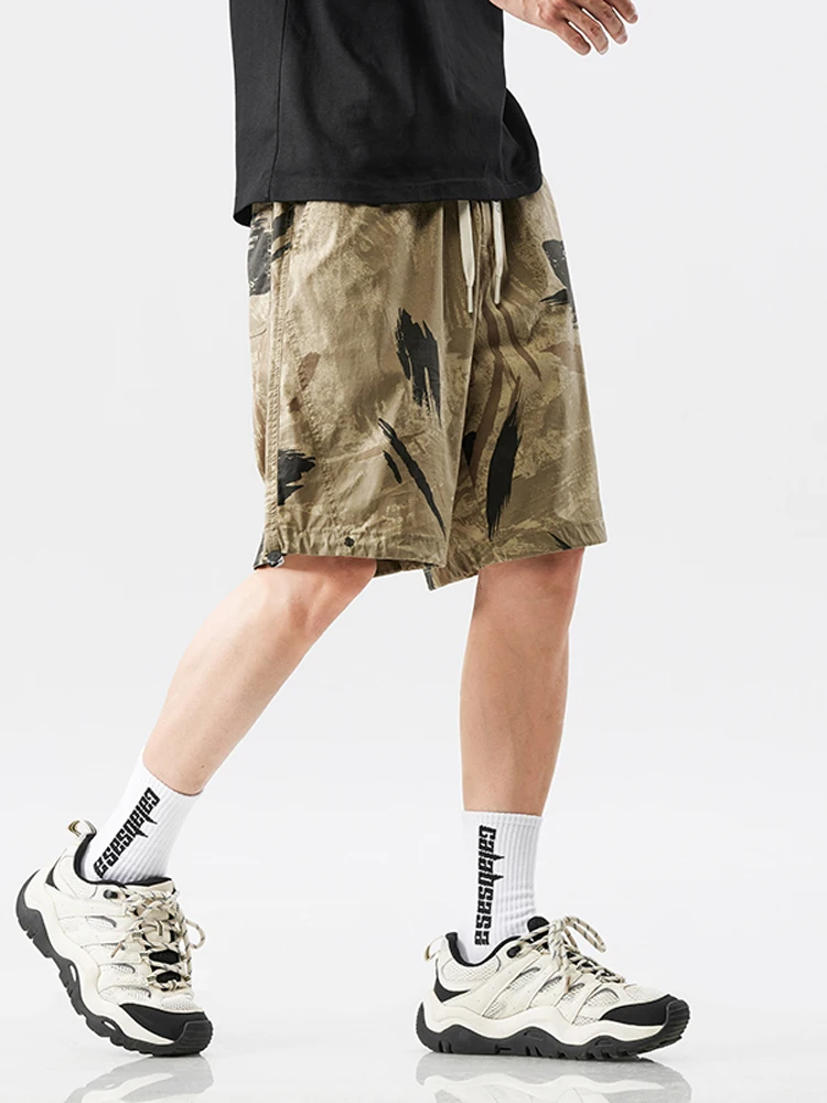 

American Sle Ice Silk Dstring Camouflage Work Pants Men's Loose Five-Quarter Casual Pants Trendy Individual Haome