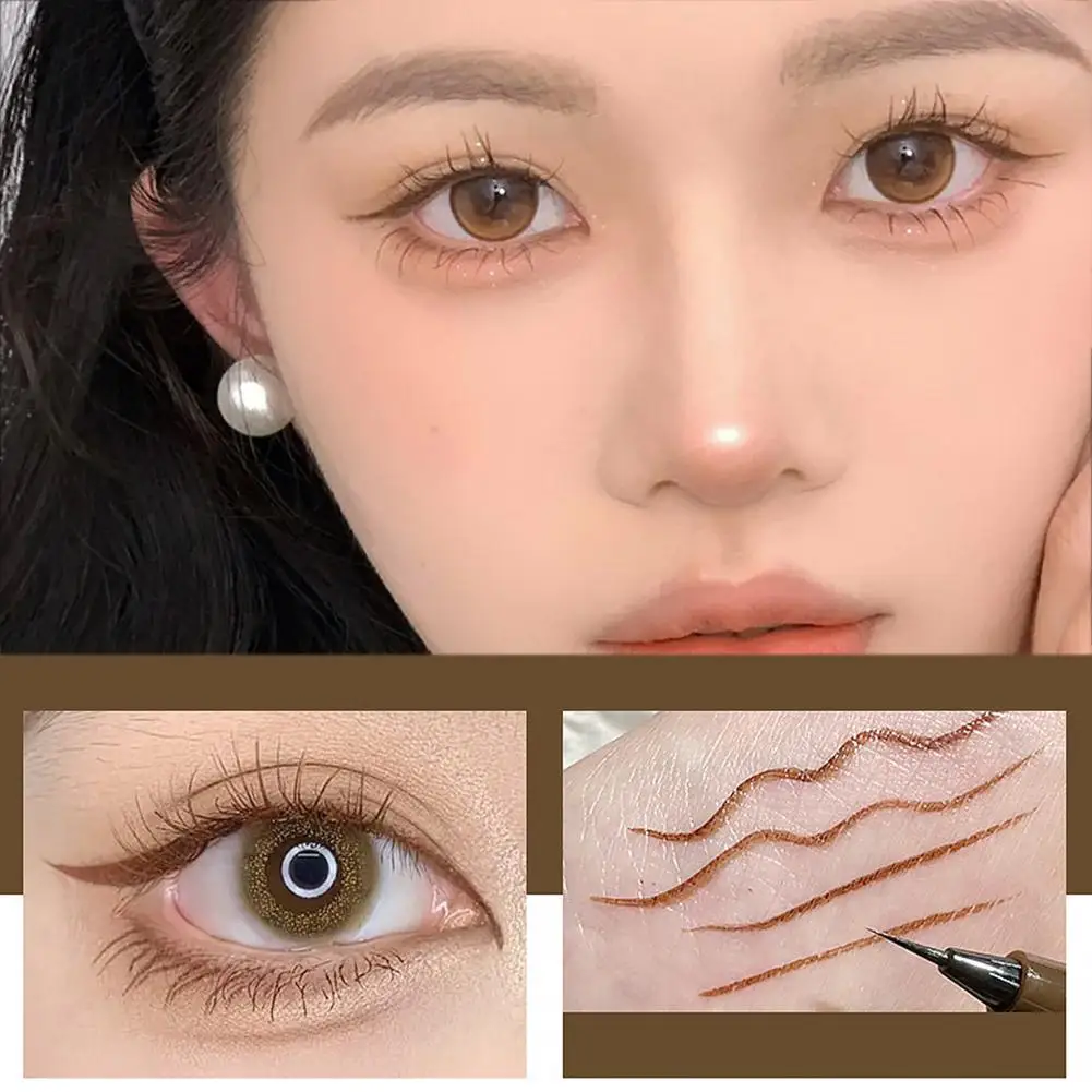 Extremely fine eyeliner pen, women are not easy to makeup under pen, liquid novice the smudge eyelids black brown eyeliner H7B5