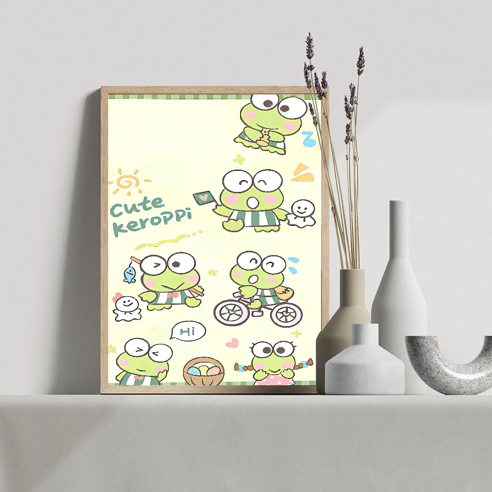 Śliczne Kero Kero Keroppi samoprzylepny plakat artystyczny biały papier drukuje plakaty grafika estetyczna sztuka malarstwo ścienne