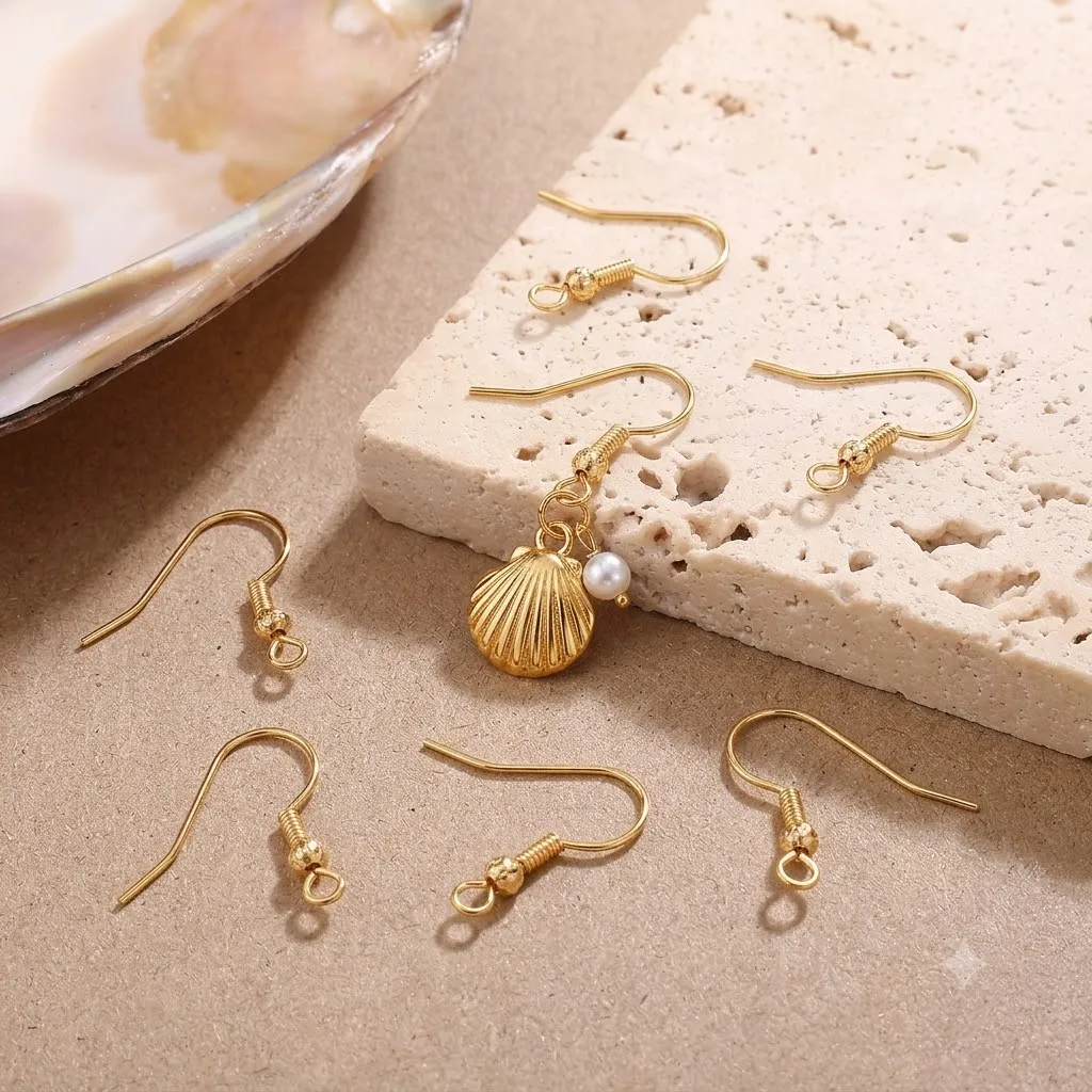 20 Stück/Set 18K vergoldete Ohrring-Fassungen, Ohrhaken-Verbindungen für DIY-Ohrringe, Schmuckherstellung, Zubehör, Bastelzubehör – Detail 1