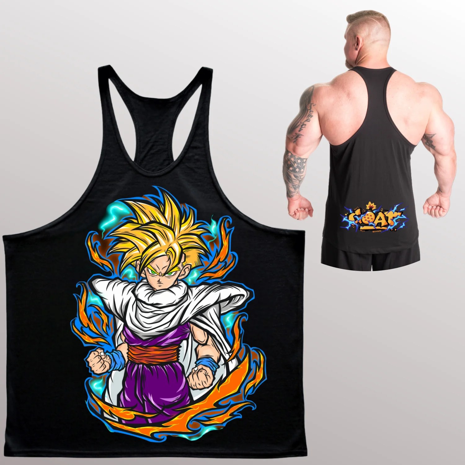 

Dragon Ball аниме хлопковый мужской жилет больших размеров с принтом спортивный свободный крой для фитнеса дышащий трендовый высококачественный летний жилет 2025