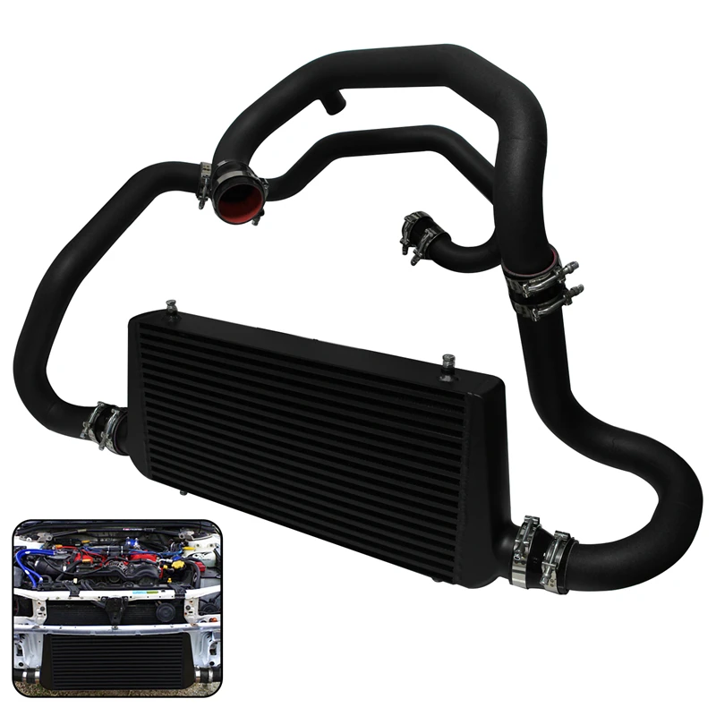 Upgrade Black Aluminum Front Intercooler Kit for Subaru Impreza GC8 WRX STI 2.0L Turbo EJ20 1996-2000