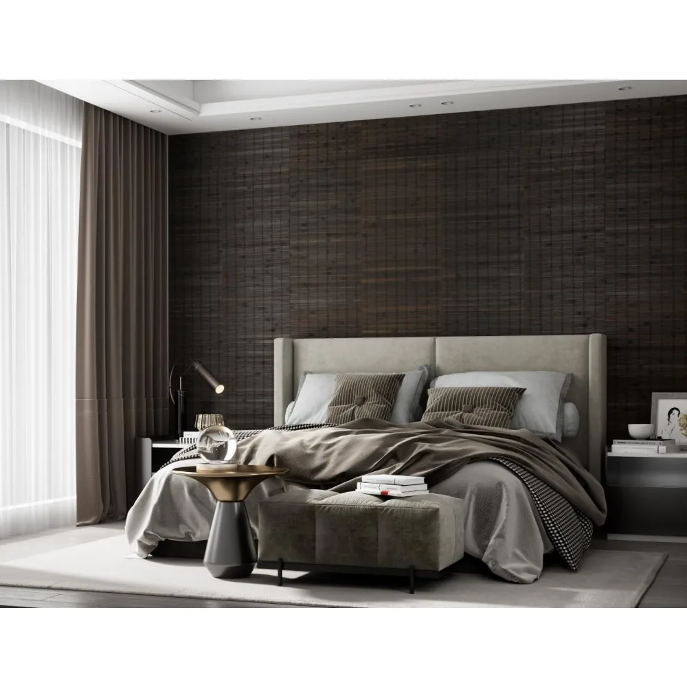 Panneau mural en bambou pour la décoration de la maison, revêtement et revêtement muraux, panneaux muraux de plafond Wainscoting 47,2 x 11,8 po (paquet de 4)