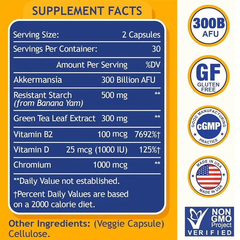 Probiotik GLP-1 |   300 Miliar AFU Akkermansia, Cocok untuk Produksi GLP-1, Pencernaan, Usus, Imunitas, 60 Kapsul