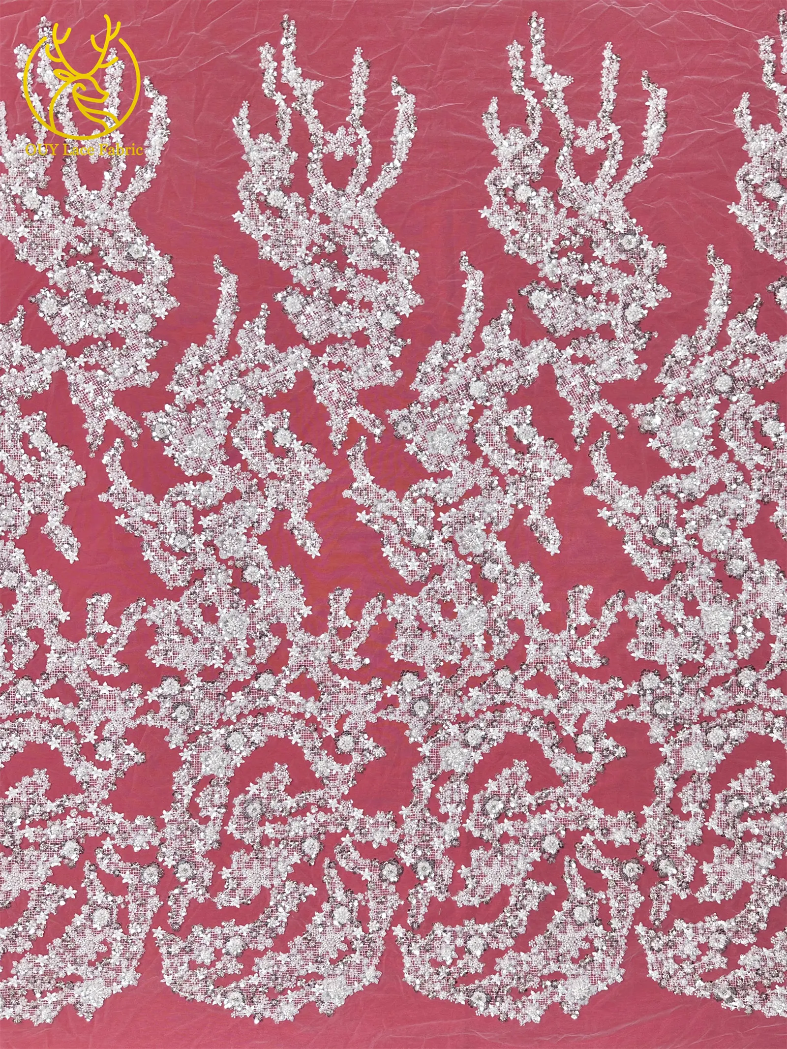 5 Yards Afrikanischer Pailletten-Perlen-Spitzenstoff 2026 Neuer Stil Nigerianische Bräutigam-Stickerei Tüllspitze für Brautkleider Nähen – Detail 16