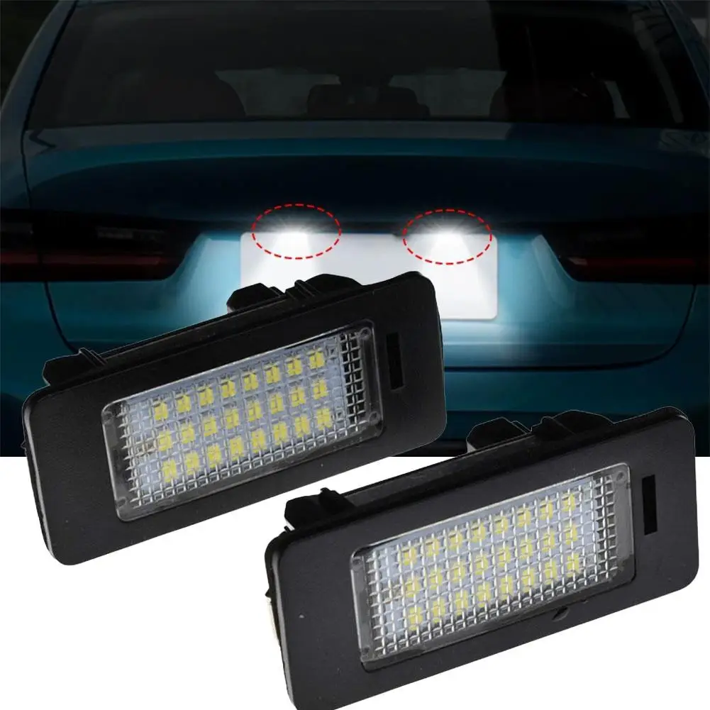 2PCS Universal White LED License Plate Light For BMW 1-5 series E90/91/92/93E39E60E70E61E72 High Bright Light O0A0