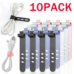10/5/1pcs Silicone Cable Ties Reusable Fastening Cable Ties Cord Organizer For Earphone Mouse Cable Soft Silicone Wire Organizer
