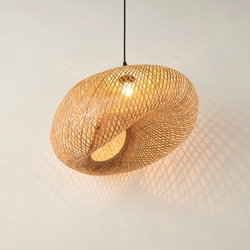 

Bamboo Weaving Pendant lights Chinese style Tea Room Pendant Lamp Hotel Droplight Hotpot Store Hanging Lamp E27 lighting fixture