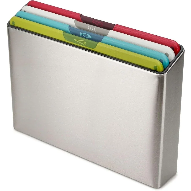 Folio Icon-Set Tábua de Aço, codificado por cores, Slimline Case, Organizado Cozinha Armazenamento, Grande, inoxidável, Novo, 4 pcs