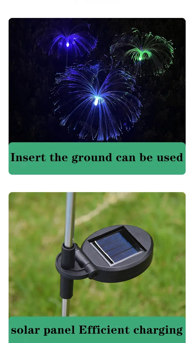 New Energy Resources Solar Jell yfish Fiber Optic Smoke Light Ground Lawn Lamp Outdoor Garden LED  Landscape