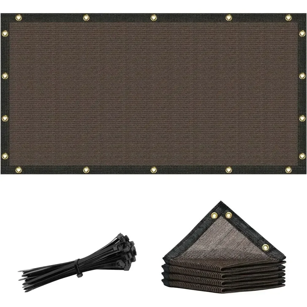 Custom 8' x 14' Brown Shade Cloth with Grommets - 90% Sunblock, Durable Mesh for Privacy, Greenhouse, Kennel, and Playpen.
