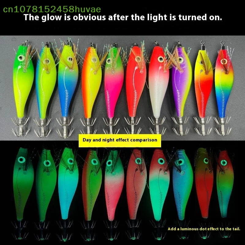 1/5 قطعة خطافات الحبار المتوهجة طعوم الروبيان الأفقي لخطاف الحبار الطعوم الصلبة لصيد الأسماك الأخطبوط