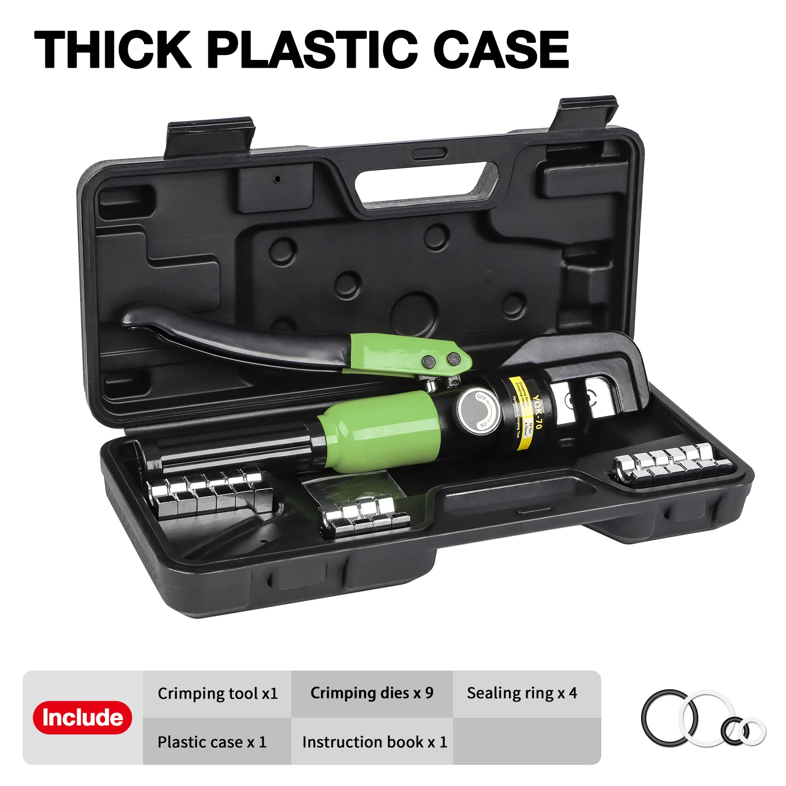4-70 mm² Handbetriebene hydraulische Crimpzange, für Kabelschuhe, Hydraulische Crimpzange für den Heimgebrauch, Kabelschuhwerkzeug mit 8 Paar Matrizen – Detail 5