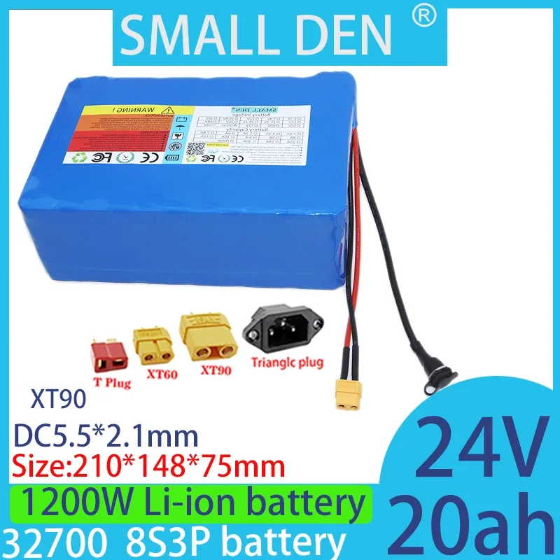 

24V 20Ah Lifepo4 battery pack 8S3P 32700, built-in 40A same port flat, used for charging and discharging large capacity BMS