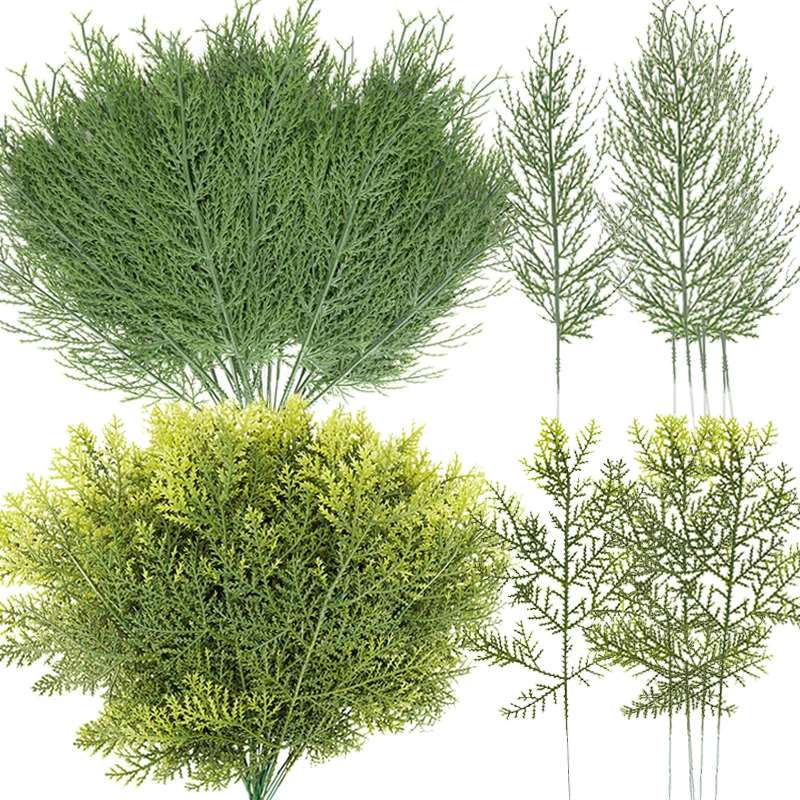 크리스마스 인공 소나무 나뭇 가지 시뮬레이션 녹색 식물, DIY 화환, 가짜 소나무 잎, 새해 파티 장식, 5 개, 10 개, 20 개
