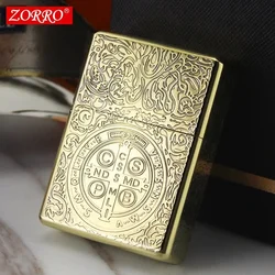 Zorro 912 Retro High End Waterproof Sealed Armor Constantine Kerosene Lighter 3/5 Hinge Metal Petrol Lighter Men's Gift