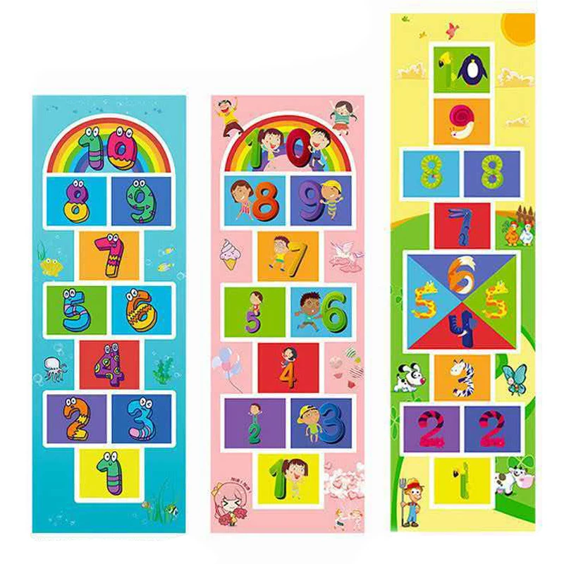 Hand And Feet Hopscotch Mat Crawling Jumping Rugs Beanbag Toss Game Sensory Integration Training Indoor Outdoor Sports Fun 