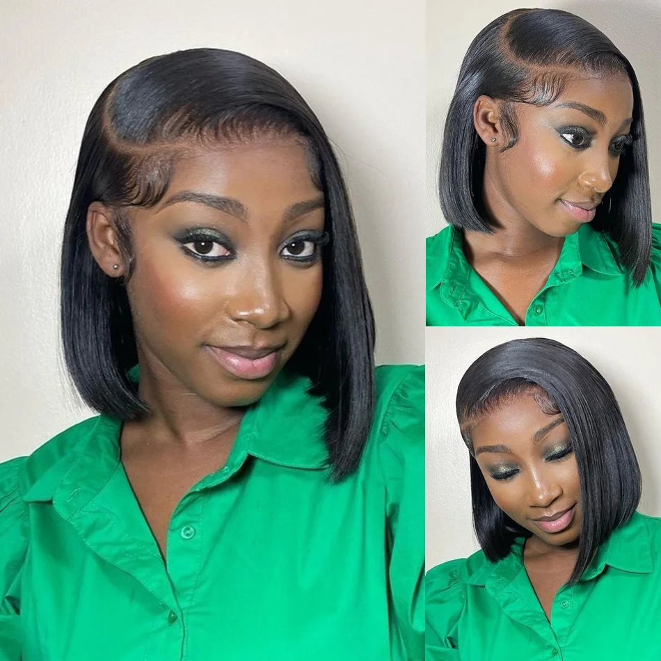 

Короткий парик-боб из натуральных прямых волос, парик с HD-кружевной передней частью 13x4, парик с кружевной застежкой 4x4, 5x5, черный парик для женщин, 10-16 дюймов