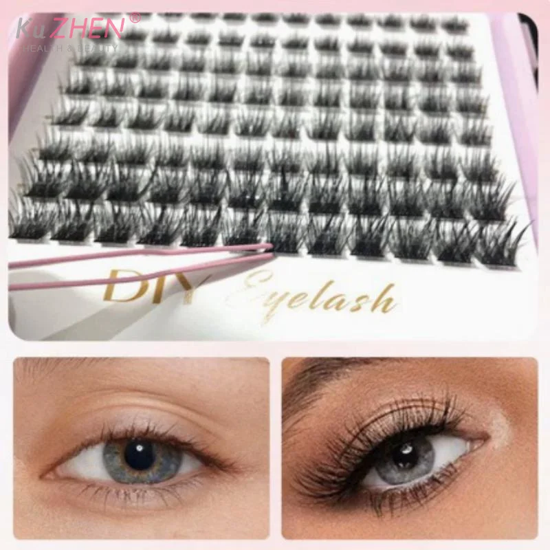 Soft Natural Texture Eyelashes Cluster Kit Natural Individual Eyelashes Fluffy Style Eyelash Extensions Makeup Books Tool