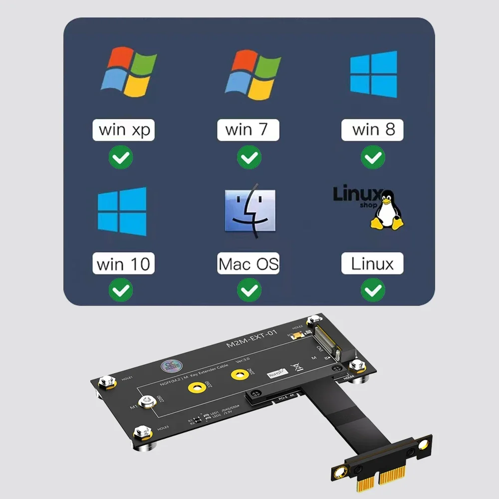Новая версия M.2 NGFF nvme M-key SSD для PCI- E 4X Удлинительный кабель с магнитной подушкой
