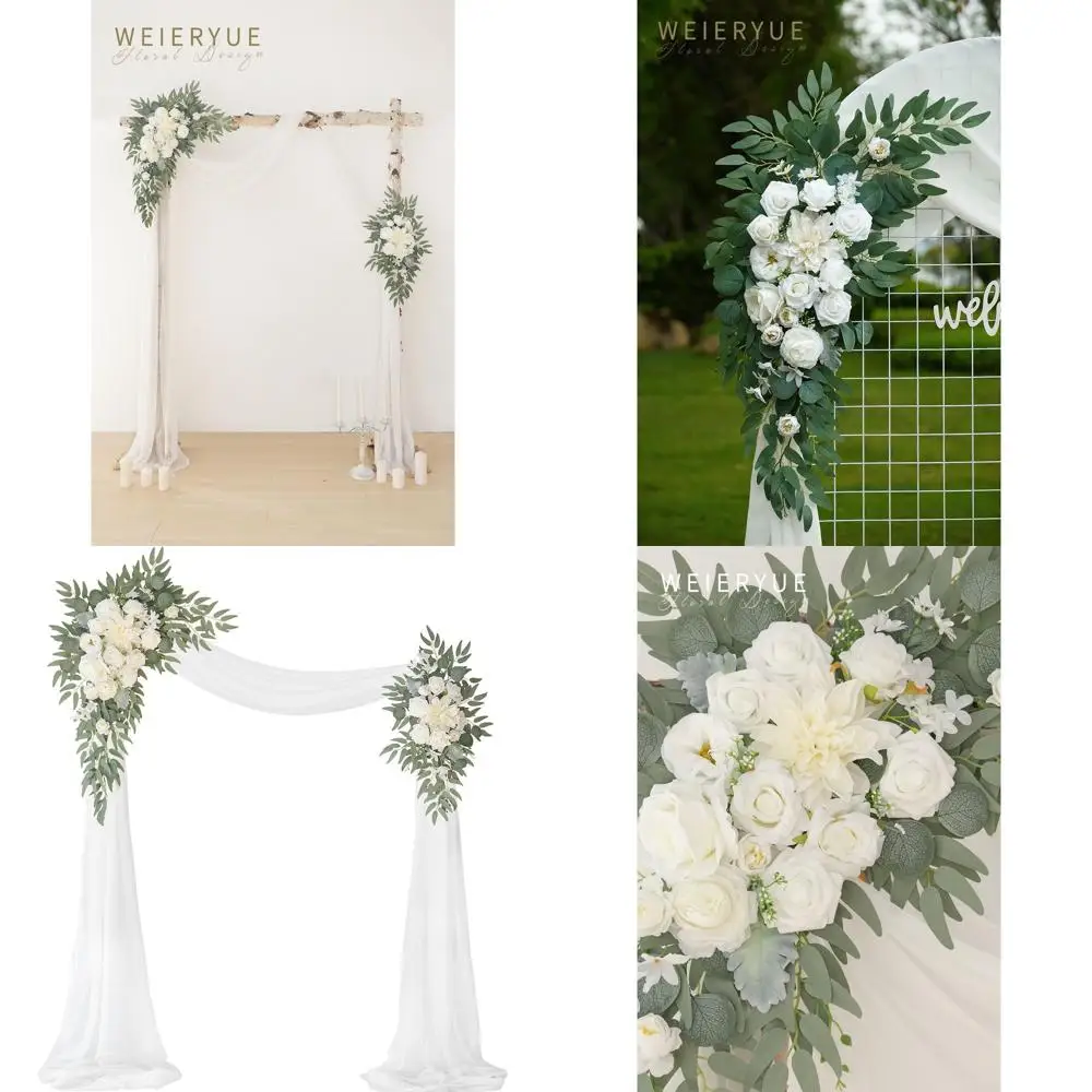 

Набор из 3-х искусственных свадебных арок: 2 нижние арки, 1 арка с прозрачной драпировкой или для церемоний, в стиле белых роз