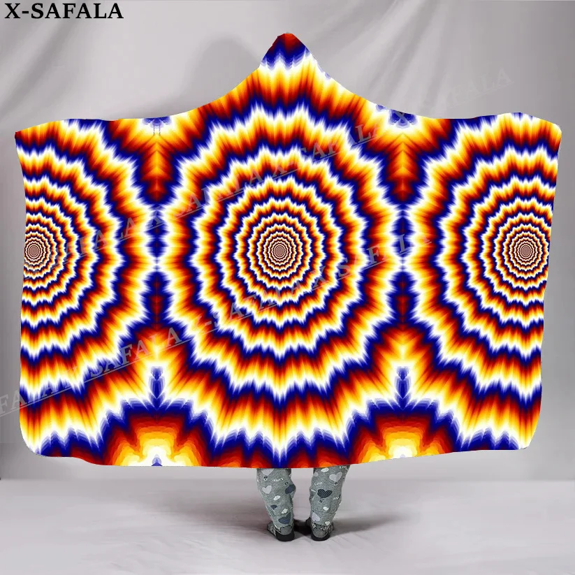 

Hippie Trippy Psychedelic Colorful Overcoat Hooded Blanket Coat Robe Fleece Men Women Cloak Thick Warm Windproof Wearable-1