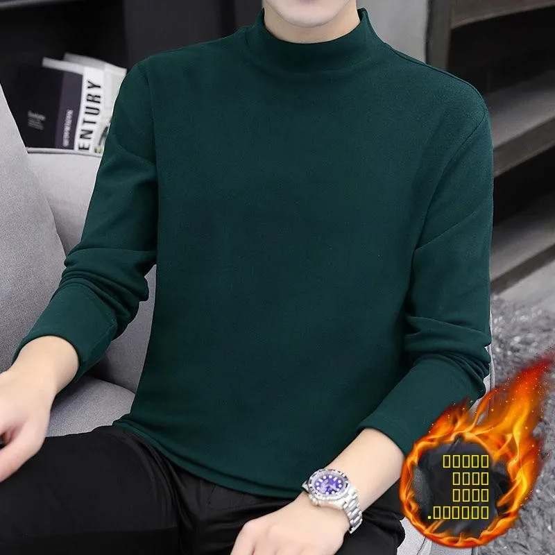 

Men's Knitted Sweater f High Collar Pure Color Trendy Core Spun Yarn Long Sve Autumn Faionable Color T-irt