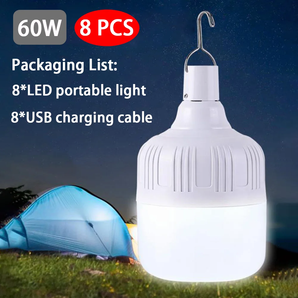 Usb Rechargeable Led Bulb Portable Camping Light Bulb Emergency Lighting Flashlight Lights Outdoor Picnics Hanging Tent Light