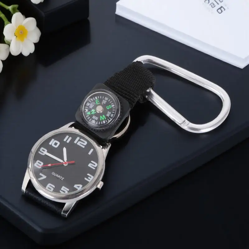 Mountaineering Clip-on Nurse Carabiner Compass Watch Outdoor Sports Travel Hiking Running Glow Pointer Easy Read Pocket Watch