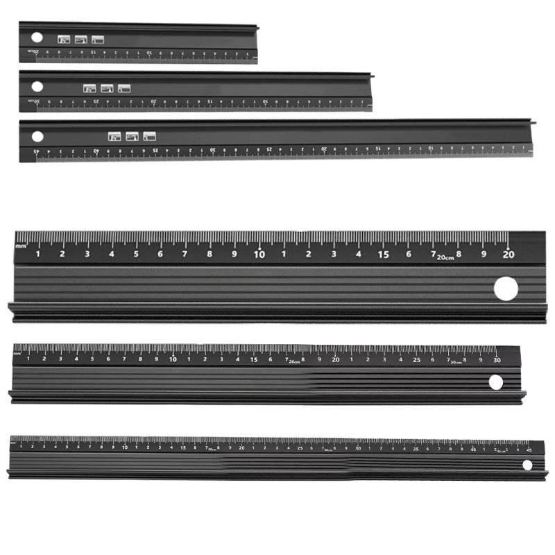 Y1UD Aluminum Ruler with Protective Edges Essential Hand Aluminum Ruler with Safe Features for Accurate Measuring & Cutting