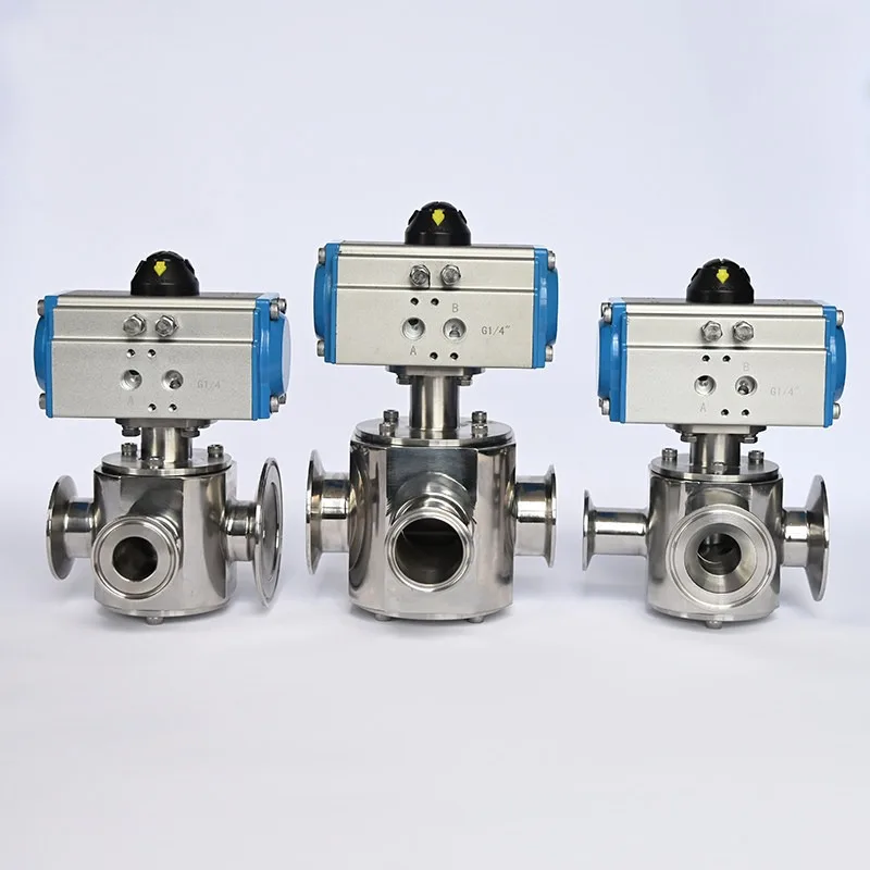 Pneumatic three-way rotary valve 304 stainless steel paste filling machine reversing accessories