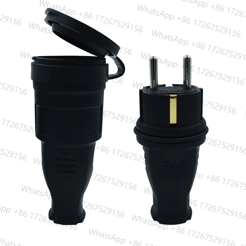 High Power Black Rubber Industrial Waterproof Plug Socket 16A European Standard IP44 Male And Female Docking