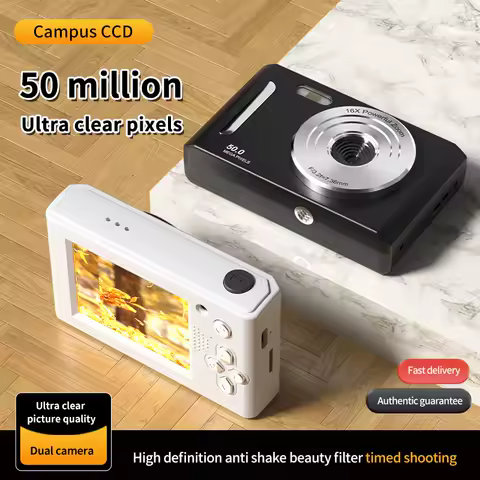 4K Digital Camera Dual Camera Flash 50 Million Pixel Retro 2.4 Inch Screen CCD Portable Card Entry-level 8x Digital Zoom Camera