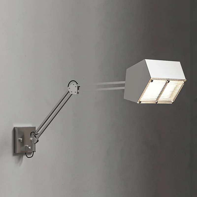 Retro car headlight rocker arm wall lamp designer stainless steel simple modern decorative lamp