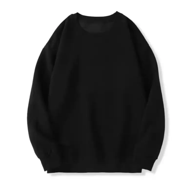 เสื้อสเวตเตอร์คอกลมพรีเมี่ยมสำหรับทุกเพศเสื้อสวมหัวสีทึบเรียบง่ายคลาสสิกแขนยาวลำลองชุดลำลองสไตล์สตรีทเอสเซนเชียล