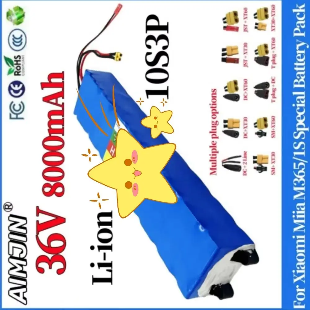 

2026 New 10S3P 36V 8.0Ah Li-ion Rechargeable Battery 8000mAh Special Upgrade for Xiaomi M365/1S 36V Electric Scooter
