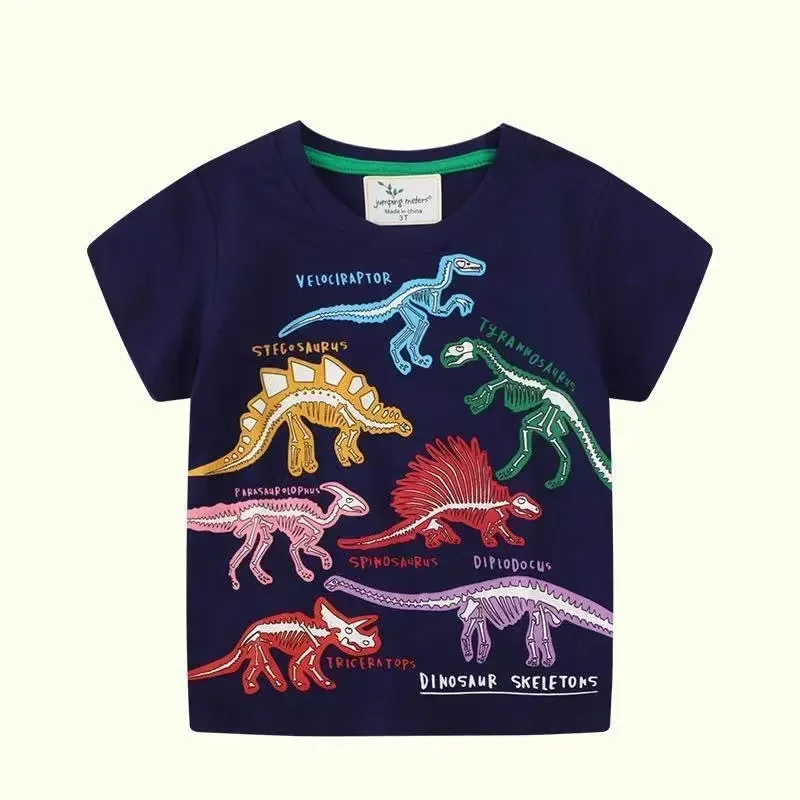 

Boys Luminous Dinosaurs Print T-Shirt Children Breathable Shirt Summer Kids Casual Outfit Clothes Halloween Costume Tops