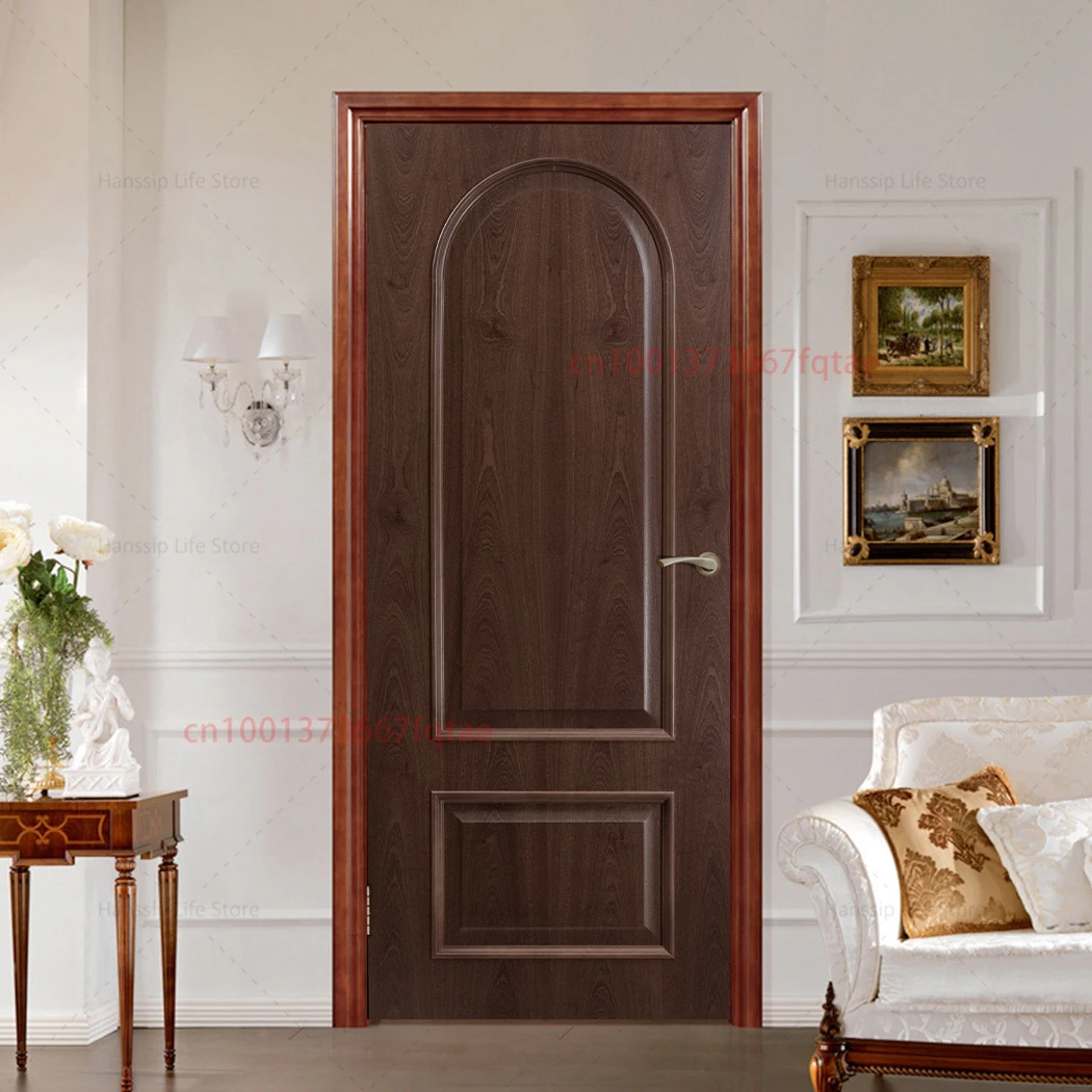 3D Realistic Wood Design Door Stickers, New Design Removable Retro Brown Wood Grain Printed Home Door Decoration Wallpaper