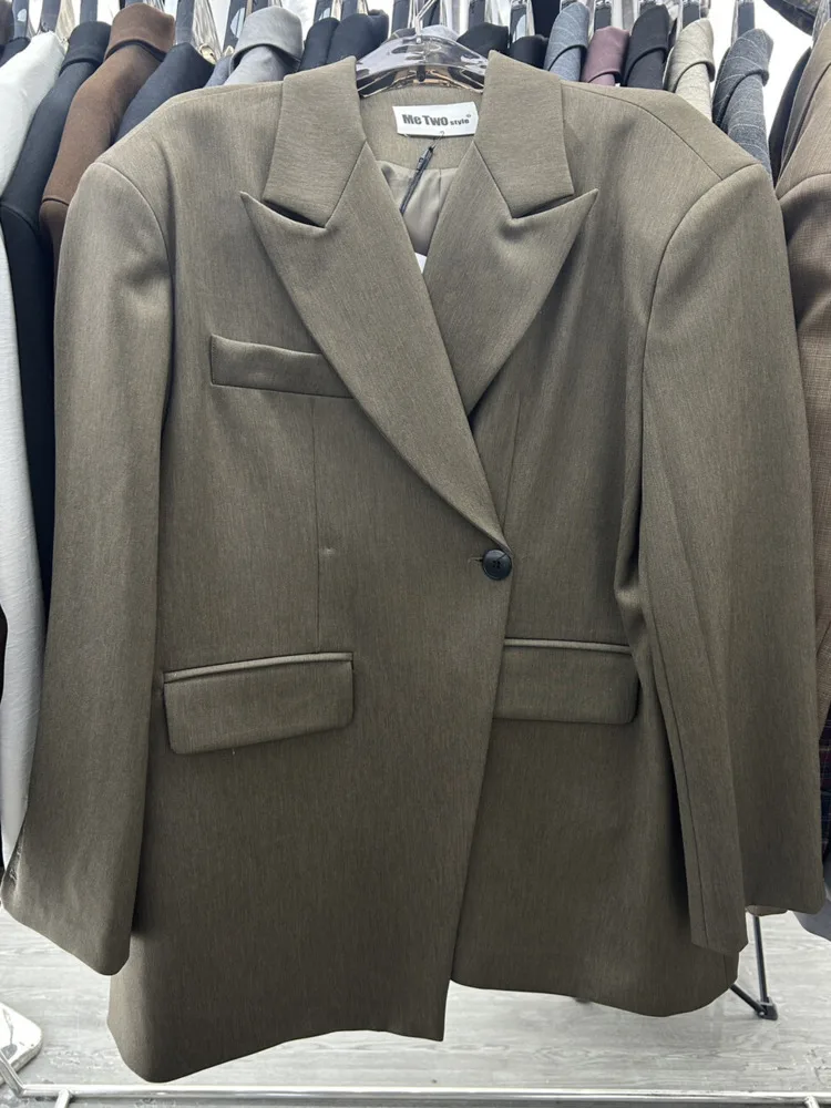 KWTX 2025 Giacca da donna allentata con bottoni asimmetrici di inizio autunno-Cappotto da cena alla moda con data-Capispalla casual elegante per le signore