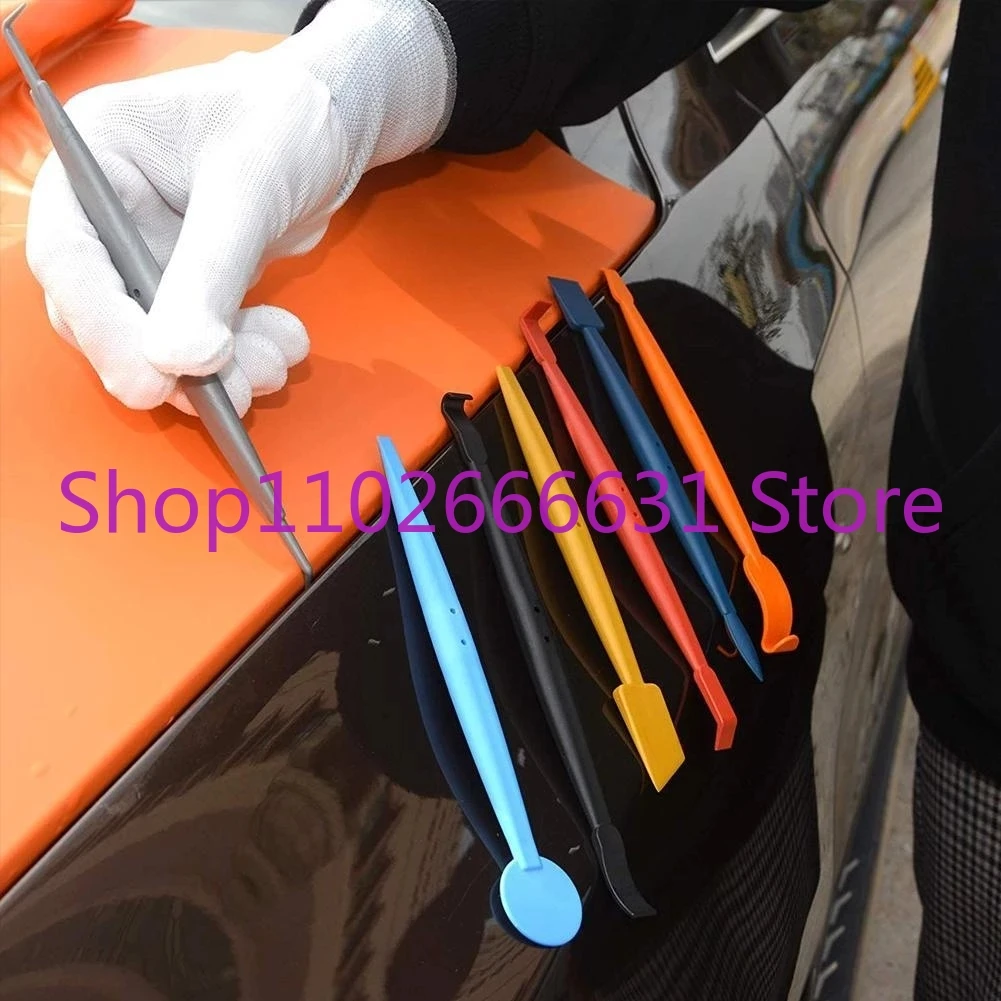 

7PCS Car Wrap Vinyl Magnetic Squeegee Scraper Kit Carbon Tool Film Car Tint Micro Wrapping Window Stick Set Fiber Sticker Q2N0